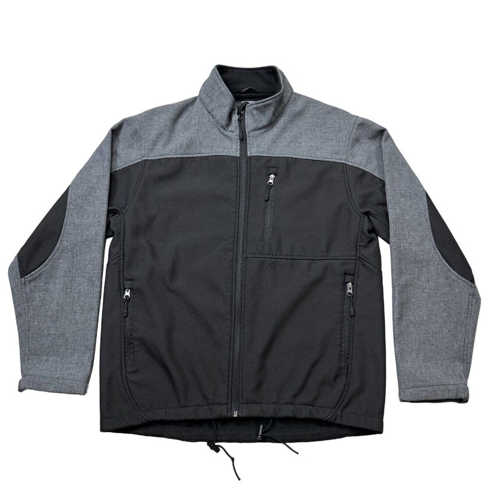 Victory Rugged Wear Full Zip Jacket Mens Size M Black Gray Colorblock Lined